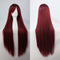 New 80Cm Straight Sleek Long Full Hair Wigs W Side Bangs Cosplay Costume Womens, Burgundy