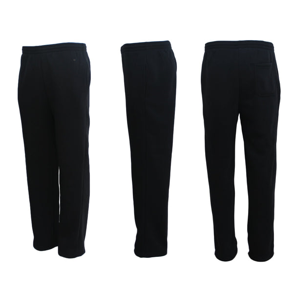 New Adult Mens Unisex Track Suit Fleece Lined Pants Sport Gym Work Casual Winter, Black, L