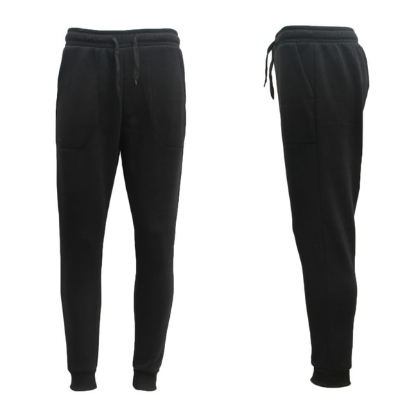 Mens Unisex Fleece Lined Sweat Track Pants Suit Casual Trackies Slim Cuff Xs-6Xl, Black, M