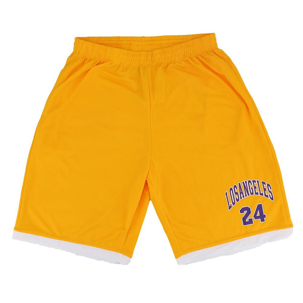 Men'S Basketball Sports Shorts Gym Jogging Swim Board Boxing Sweat Casual Pants, Yellow - Los Angeles 24, 2Xl