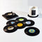 6X Creative Vinyl Record Cup Coasters W Holder Glass Drink Tableware Home Décor, B with Record Player Holder
