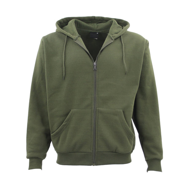 Adult Unisex Zip Plain Fleece Hoodie Hooded Jacket Mens Sweatshirt Jumper Xs-8Xl, Olive, 5Xl