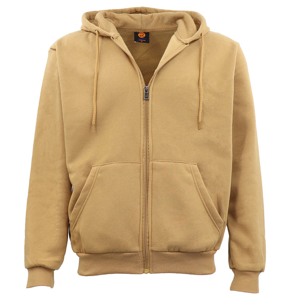 Adult Unisex Zip Plain Fleece Hoodie Hooded Jacket Mens Sweatshirt Jumper Xs-8Xl, Tan, S