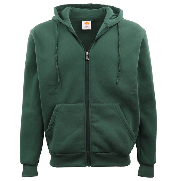 Adult Unisex Zip Plain Fleece Hoodie Hooded Jacket Mens Sweatshirt Jumper Xs-8Xl, Dark Green, 3Xl