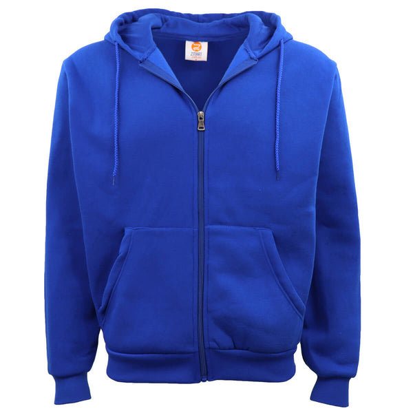 Adult Unisex Zip Plain Fleece Hoodie Hooded Jacket Mens Sweatshirt Jumper Xs-8Xl, Royal Blue, 2Xl