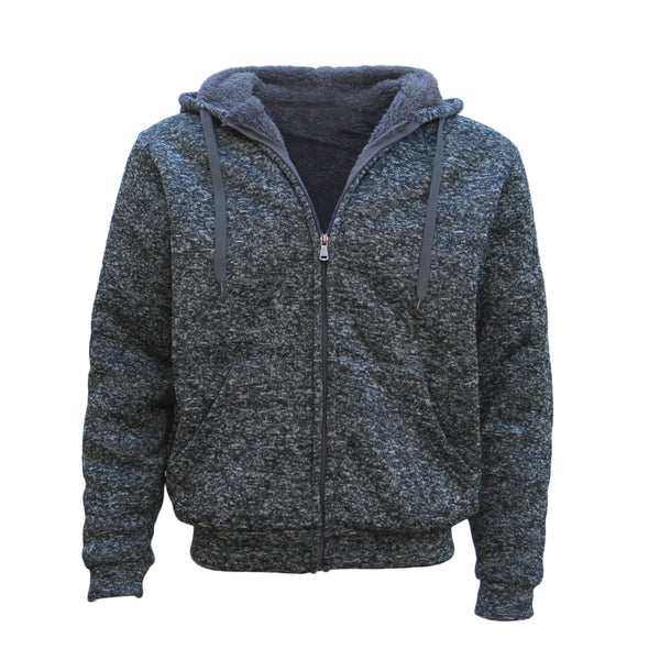 Men'S Thick Zip Up Hooded Hoodie W Winter Sherpa Fur Jumper Coat Jacket Sweater, Dark Grey, 6Xl