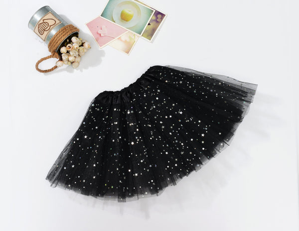 Sequin Tulle Tutu Skirt Ballet Kids Princess Dressup Party Baby Girls Dance Wear, Black, Adults