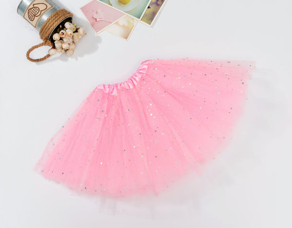 Sequin Tulle Tutu Skirt Ballet Kids Princess Dressup Party Baby Girls Dance Wear, Light Pink, Adults