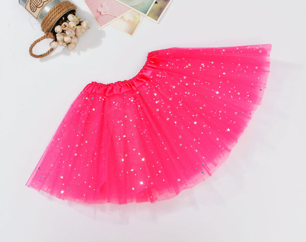 Sequin Tulle Tutu Skirt Ballet Kids Princess Dressup Party Baby Girls Dance Wear, Rose, Adults