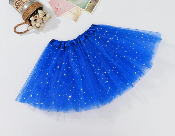 Sequin Tulle Tutu Skirt Ballet Kids Princess Dressup Party Baby Girls Dance Wear, Royal Blue, Adults