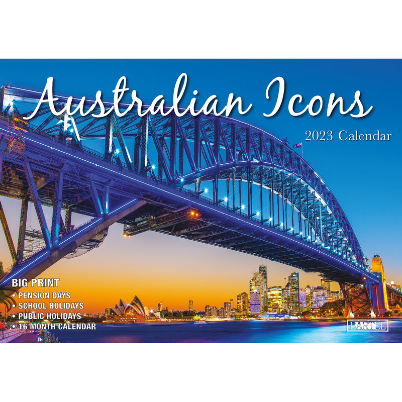 Australian Icons   2023 Rectangle Wall Calendar 16 Months Planner New Year Gift