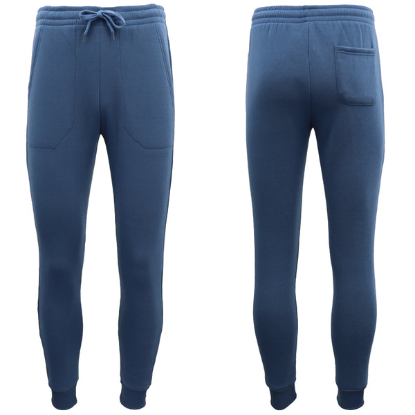 Mens Unisex Fleece Lined Sweat Track Pants Suit Casual Trackies Slim Cuff Xs-6Xl, Stone Blue, L