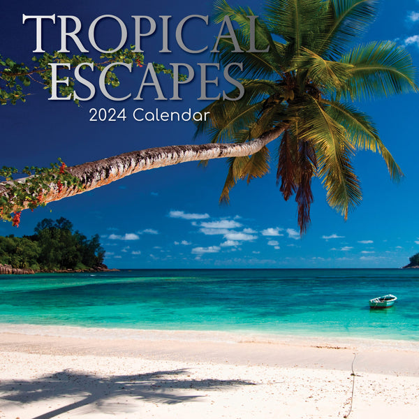Tropical Escapes - 2024 Square Wall Calendar 16 Months Planner New Year Gift