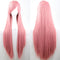 New 80Cm Straight Sleek Long Full Hair Wigs W Side Bangs Cosplay Costume Womens, Dusty Pink