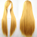 New 80Cm Straight Sleek Long Full Hair Wigs W Side Bangs Cosplay Costume Womens, Golden Blonde