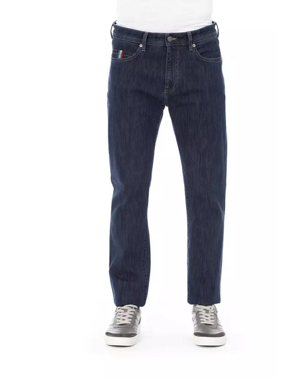 Logo Button Regular Man Jeans With Tricolor Insert And Contrast Stitching W33 Us Men