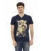 Short Sleeve T-Shirt With V-Neck And Front Print Xl Men