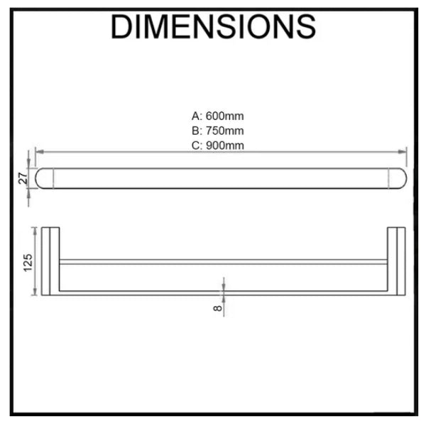 Fluid Stainless Steel Double Towel Rail 600mm