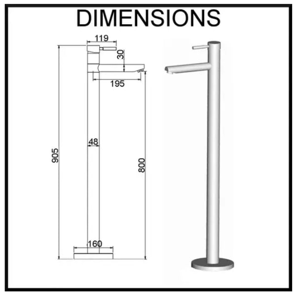 Molla Floor Standing Bath Mixer with Swivel Spout Brushed Nickel