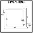 Wall Mounted Round Goose Neck Shower Arm Matte Black
