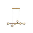 Satin Brass 6 Light Optic Glass Pendant