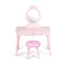 Vanity Makeup Table Set with Real Mirror for Little Girls Pink