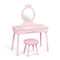 Vanity Makeup Table Set with Real Mirror for Little Girls Pink
