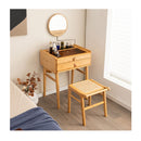 Bamboo Makeup Vanity Table With Mirror And 2 Storage Drawers