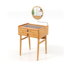 Bamboo Makeup Vanity Table With Mirror And 2 Storage Drawers
