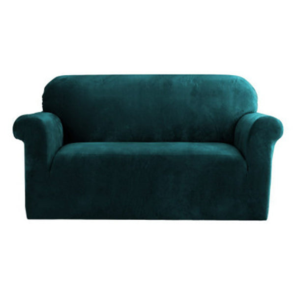 Velvet Sofa Cover Plush Couch Cover Slipcover 2 Seater Agate Green