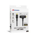 Verbatim 2 In 1 Cable Type C To C Lightning Kevlar Mfi Certified