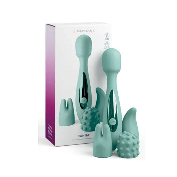 Jimmyjane Canna Teal Massage Wand With 3 Interchangeable Heads