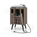 Vinyl Record Storage Turntable Stand With 4 Open Shelves Grey