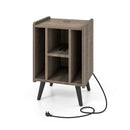 Vinyl Record Storage Turntable Stand With 4 Open Shelves Grey