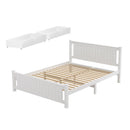 Bed Frame Queen Size Wooden Platform with 2 Storage Drawers White RIO
