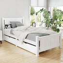 Bed Frame Single Size Wooden with 2 Drawers White RIO