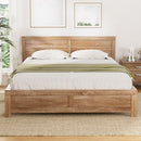 Bed Frame Queen Size Wooden Acacia Wood OATMEAL