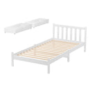 Bed Frame Single Size Wooden Platform with 2 Storage Drawers White SOFIE