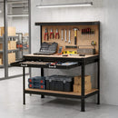 Workbench with Pegboard and Ultra-Wide 120cm Work Table for Garage DIY, 20 Hooks