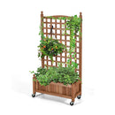 127 Cm Solid Wood Planter Bed With High Trellis