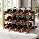 Bamboo Wine Rack 3-Tier Display Storage Organizer 12 Bottle Walnut