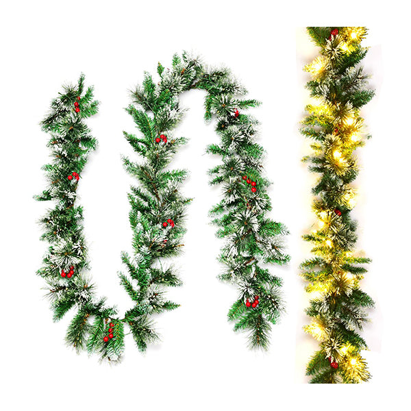 Artificial Christmas Wreath Rattan With Pine Needles And Red Berries