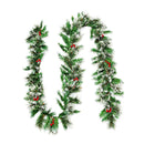 Artificial Christmas Wreath Rattan With Pine Needles And Red Berries