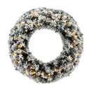 61Cm Flocked Christmas Wreath With Timer For Front Door