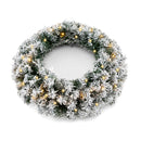 61Cm Flocked Christmas Wreath With Timer For Front Door