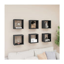 Wall Cube Shelves 6 Pcs High Gloss Grey 26X15X26 Cm