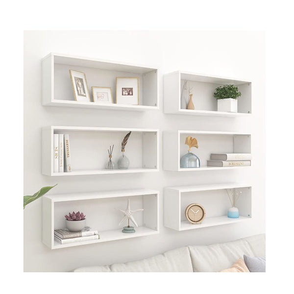 Wall Cube Shelves 6 Pcs White 60X15X23 Cm Engineered Wood