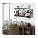 Wall Mounted Wine Rack With Wine Bottle Rack 6 Rows Of Stemware Holder
