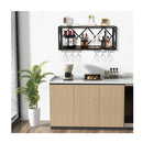 Wall Mounted Wine Rack With Wine Bottle Rack 6 Rows Of Stemware Holder