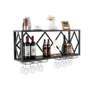 Wall Mounted Wine Rack With Wine Bottle Rack 6 Rows Of Stemware Holder
